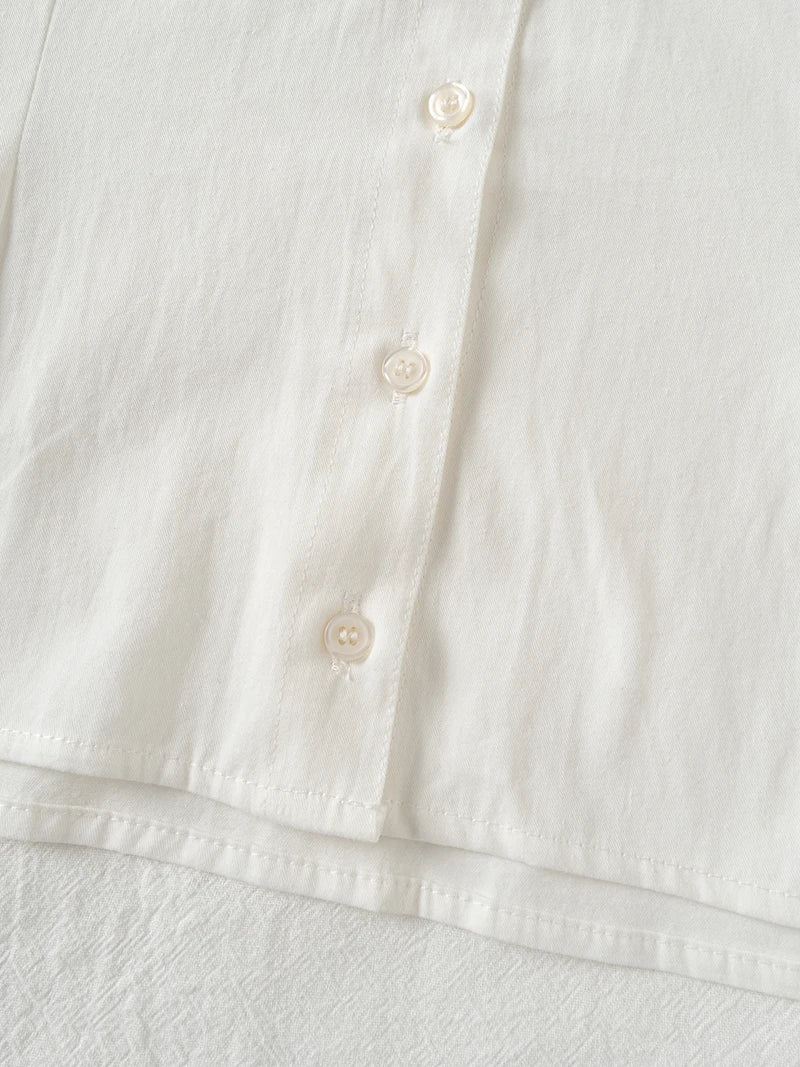 Back Lace-up White Blouse Women Peter Pan Collar Slim Short Sleeve Blouses Summer Casual Simple Sweet Chic Y2k Top Shirts Femme