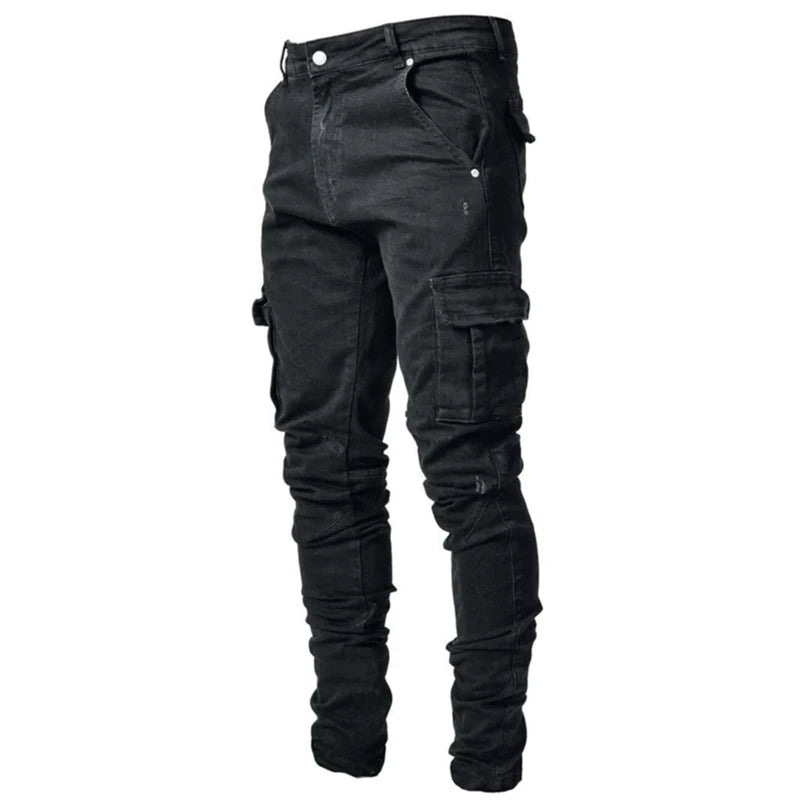Kakan - High-end Slim Elastic Multi-pocket Leg Jeans, New Skinny Jeans K016-MGD8 In Europe and America