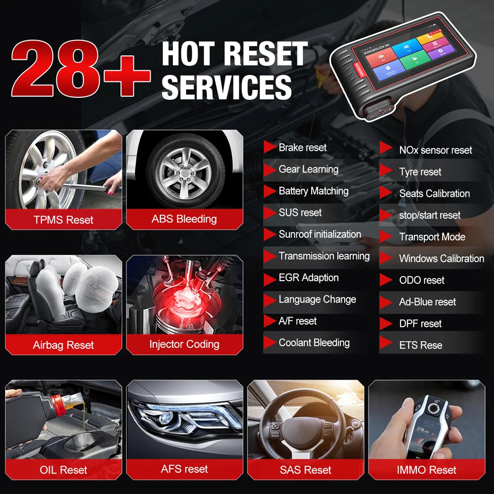 KINGBOLEN S6 OBD2 Scanner All System Car Diagnostic Tools 28 Service BMS/TPMS/ABS CANFD FCA AutoAuth Lifetime Free Update