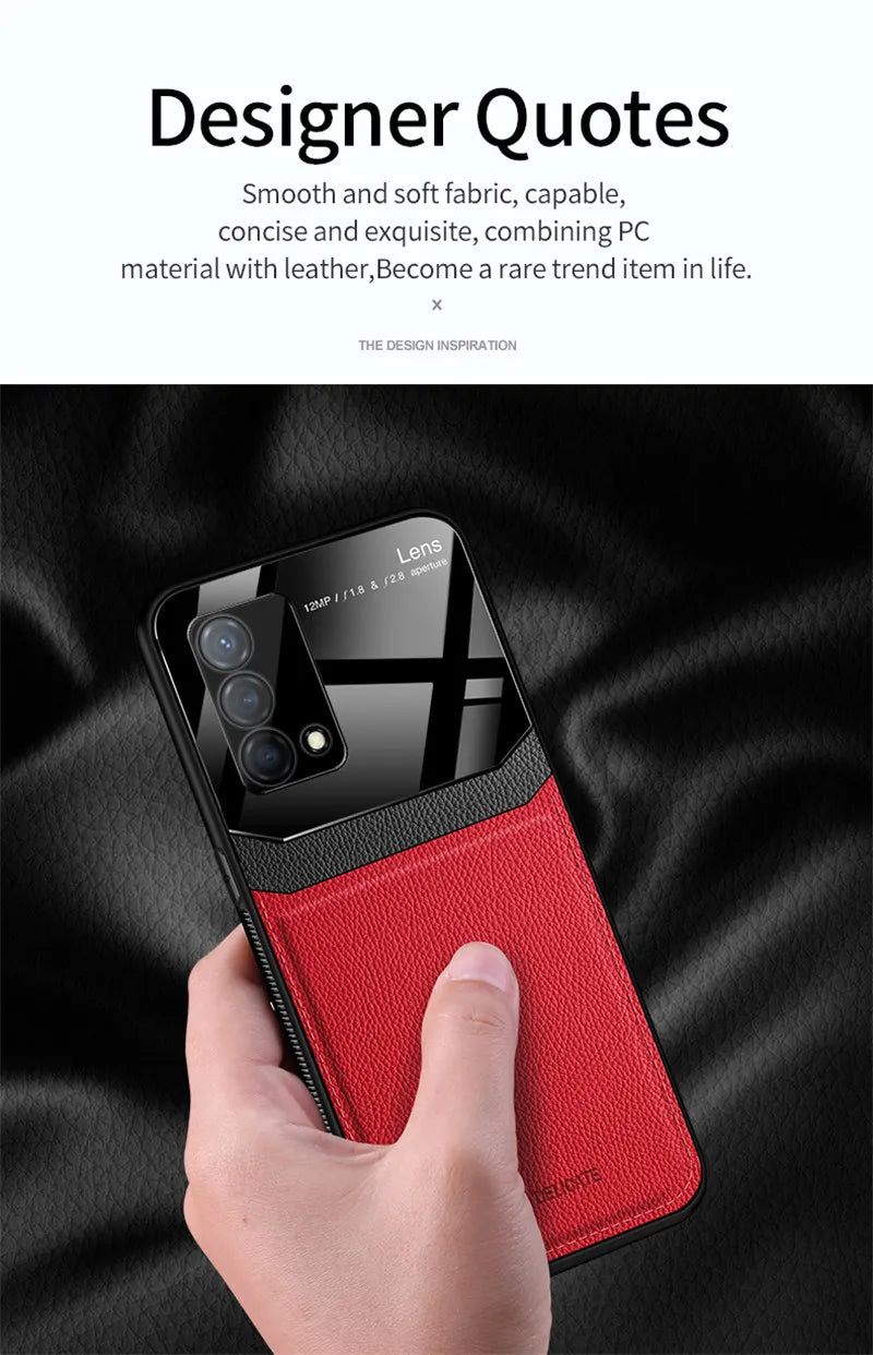 Realme GT Master RMX3363 RMX3360 Case Leather Glass Texture TPU Bumper with Plexiglass Back Cover for Realme GT Master Edition