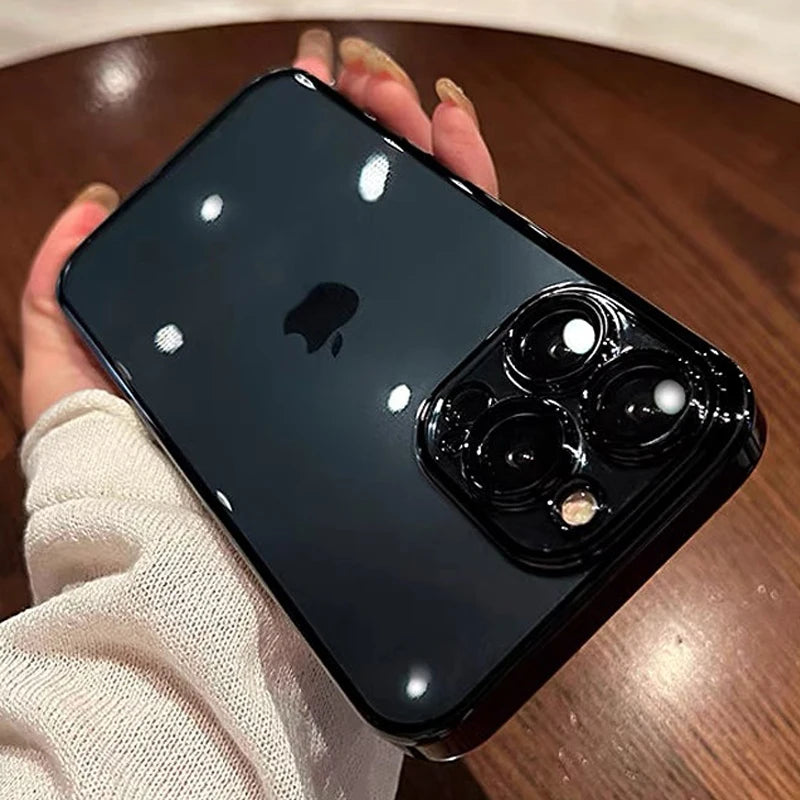 Luxury Plating Clear Silicone Case For iPhone 15 14 13 12 11 Pro X XR XS Max 7 8 Plus SE Mini Shockproof Transparent Soft Cover