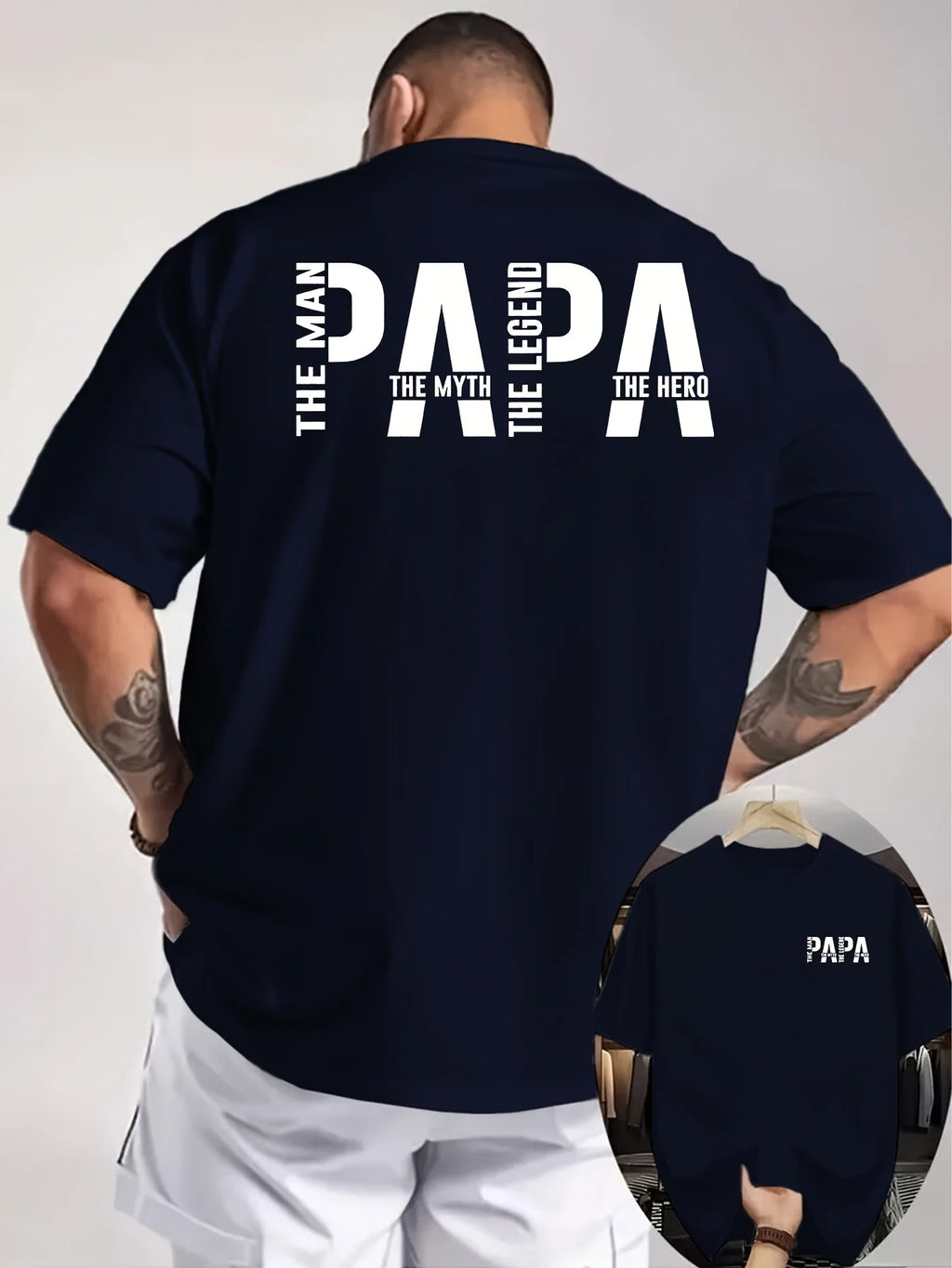 Papa The Man The Myth The Legend Print on Premium 100% Cotton Mens T Shirt Perfect for Summer Casual Dad Outfits