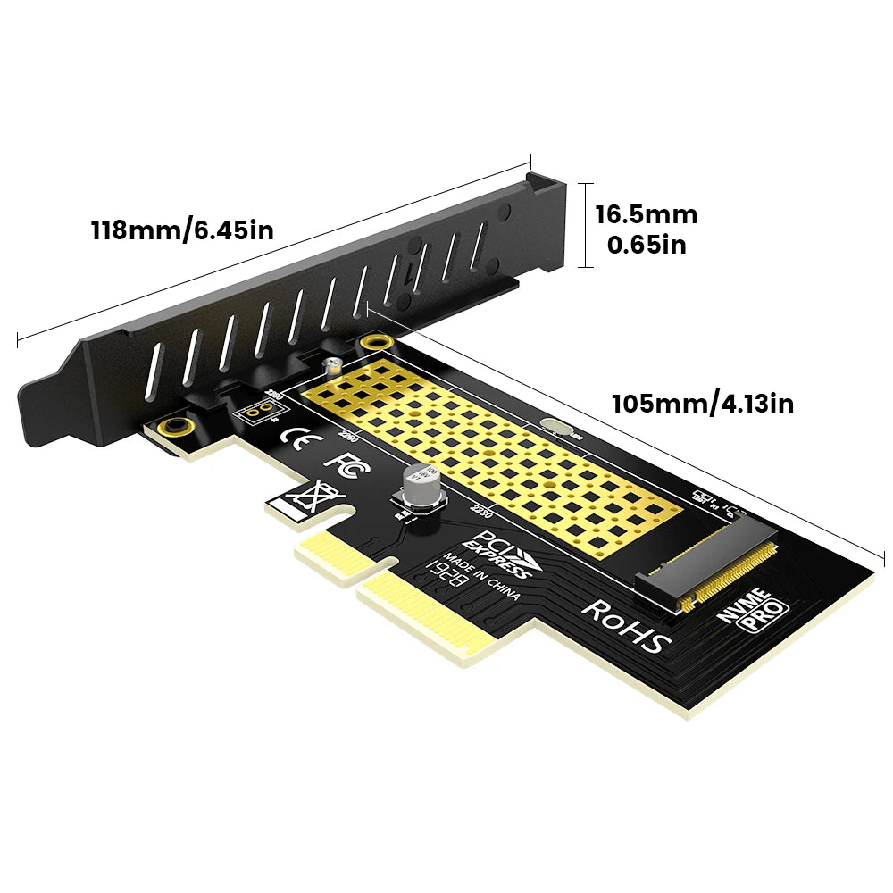 JEYI PCIe to NVMe Adapter With Aluminum SSD Heatsink Cooler, 64Gbps M.2 ssd PCIe 4.0 X4 X8 X16 Expansion Card for Desktop