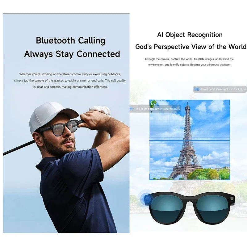 AI smart glasses for taking photos, anti shake, long-lasting battery life, Bluetooth calls, music, sports, companions, smart gla