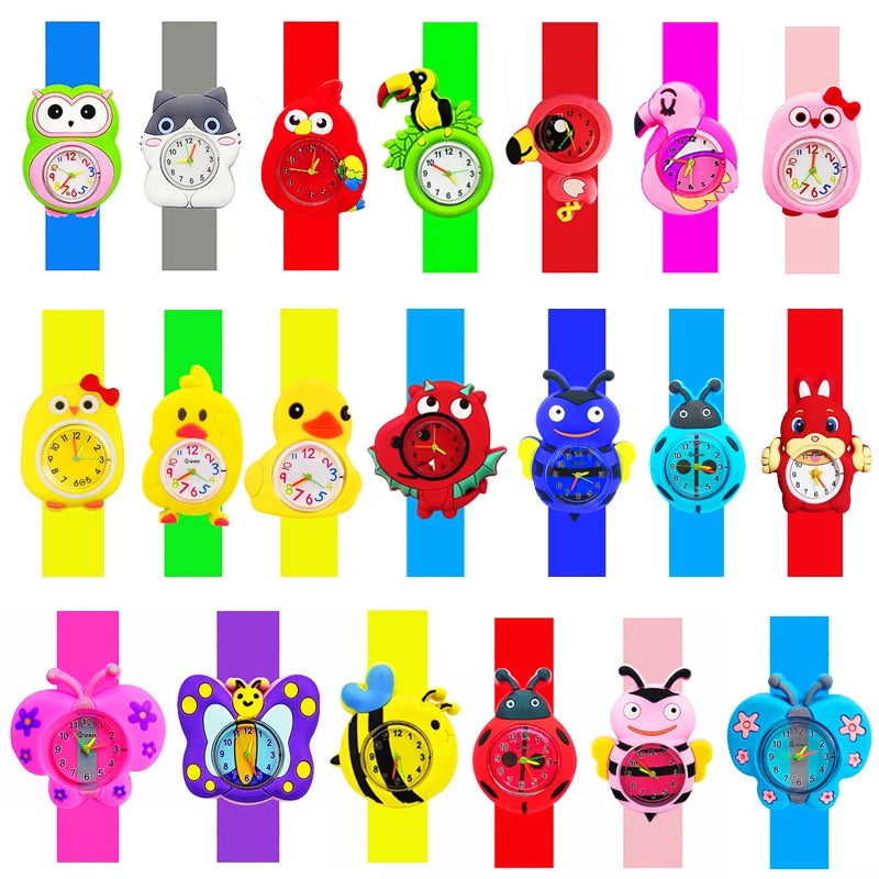 Children's Cartoon Watch Cute Flying Animals Kids Patted Watch Girl Boy Favorite Toy Baby Quartz Watch Christmas Birthday Gift