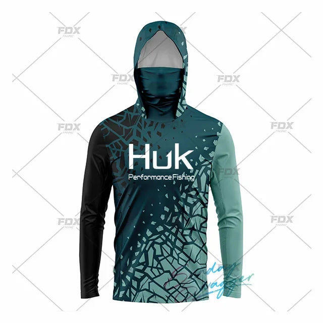 HUK Fishing New Fishing Shirts Upf 50 Long Sleeve Hooded Face Cover Camisa Pesca Tops UV Protection Fishing Face Mask Clothes