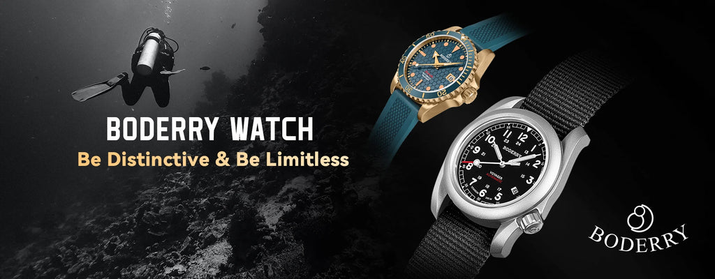 Boderry LANDMASTER Field Watches Titanium Automatic For Seiko Movement Sport 100M Waterproof Outdoor Dive Wristwatch Mens