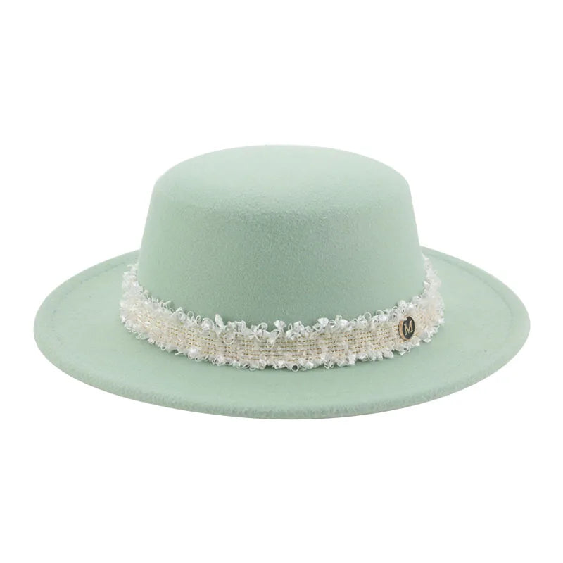 Hats for Women Fedoras Felted Hat Flat Dome Solid Band Luxury Elegant Fahsion Jazz Cap Women's Hat Women Hat Sombreros De Mujer