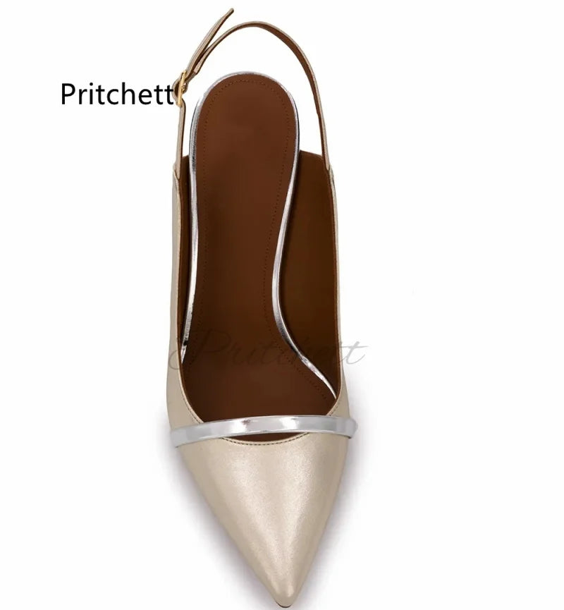 High Heeled Slingback Women's Sandals Covered Pointed Toe Thin Heels Trending Shoes Spring Summer Buckle Strap Office Shoes