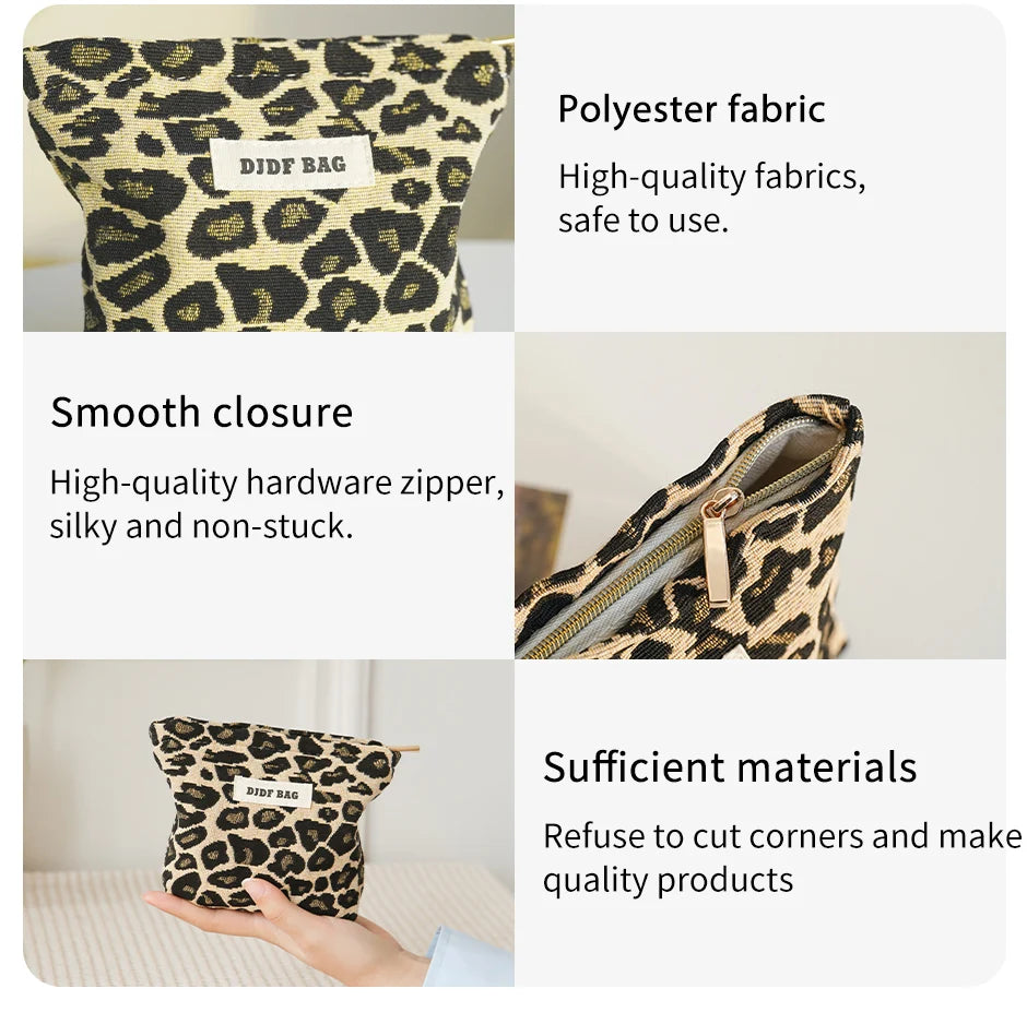 Small leopard print coin purse women's makeup bag portable cosmetics storage bag fashion lipstick bag daily commuting liner bag