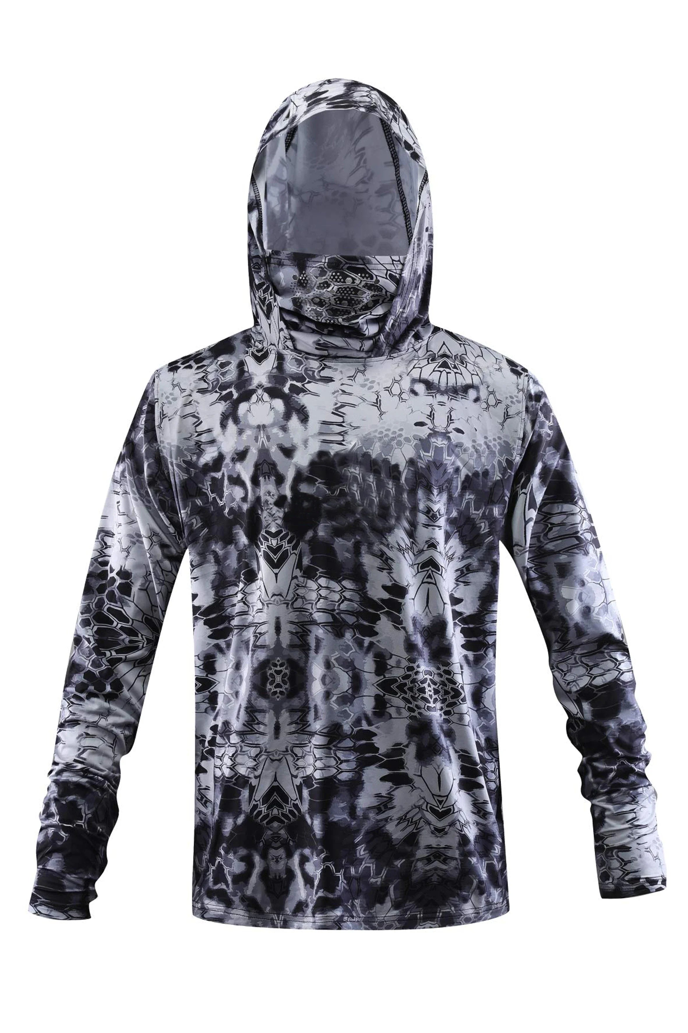 Summer Men Hooded Long Sleeve Performance Fishing Shirts Jersey Fishing UV Hoodies Clothing Face Mask