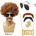 Mullet Wig 80s 90s Outfit Accessories Men,Blond Men's Heat Resistant Synthetic Hair Wigs Wig Sunglasses Necklace Headscarf