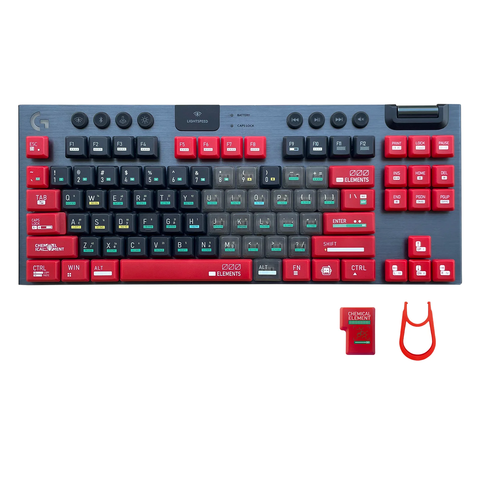 Chemical Element Keycaps,PC+PBT Custom Heart TP Keycap Set Suitable for Logitech G915/G815 Mechanical Keyboard,Only Keycaps
