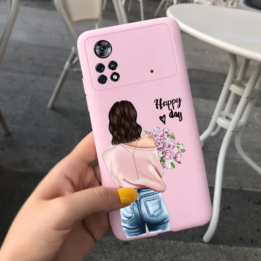 Cute Love Heart Phone Case For Xiaomi Poco X4 Pro 5G Cover Soft Silicone Matte Funda For Xiaomi Poco X4 M4 Pro 4G 5G Bumper 2022