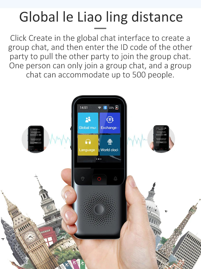 MSAI T11 Translator 138 Languages for Travel Real-time 17 Languages Offline Translation Photo 75 Languages 1500mAh 1+8GB