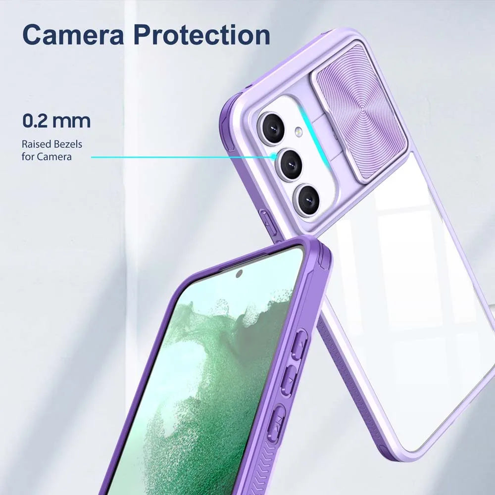 Transparent Slide Camera Lens Cap Case For Samsung Galaxy A14 A15 A35 A55 A05S A24 A34 A54 A33 A52 A32 A13 A23 Hard Full Cover