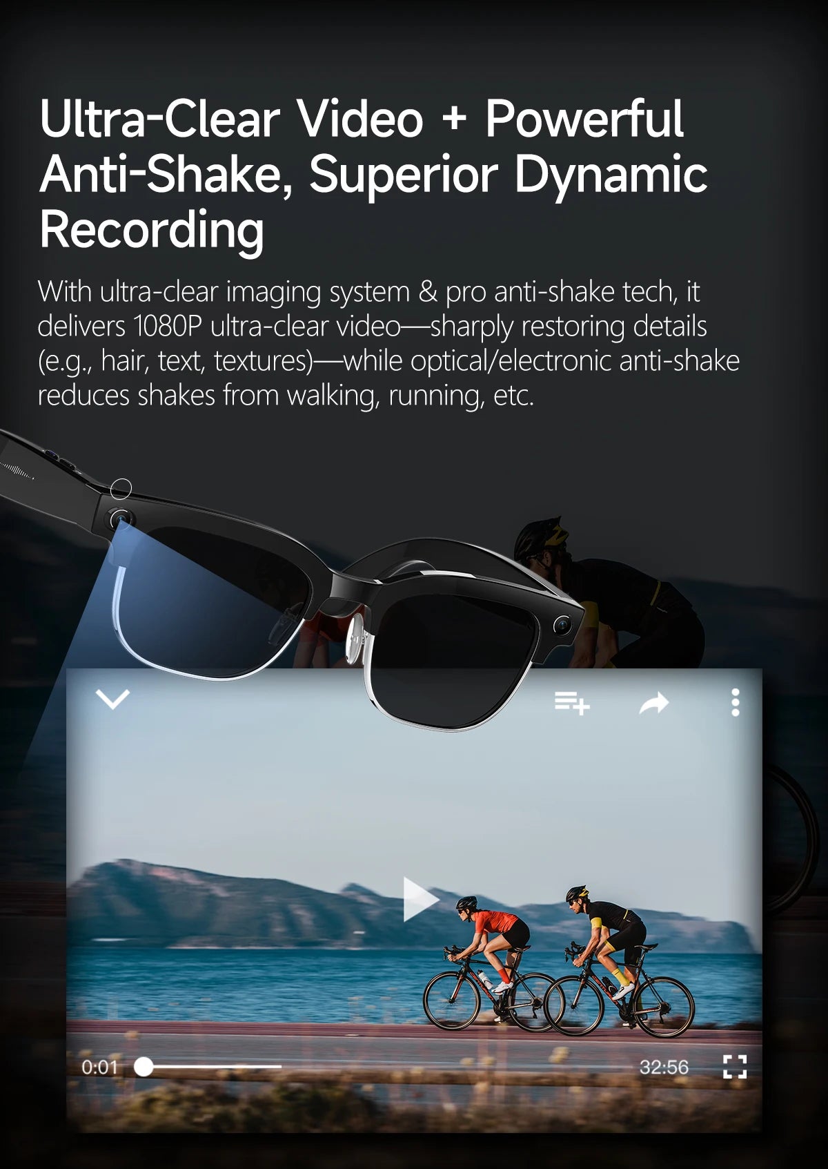 New Upgrade 800W Pixel Smart Glasses With Camera Video Recording AI Photo Recognition Call Language Translation Voice Sunglasses