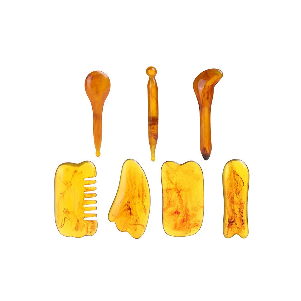 7PCS GUASHA Massage Tools Face Neck Body Massage Beauty Tool SPA Skin Caring Neck Pain Relief Scraper Scraping Massage Board