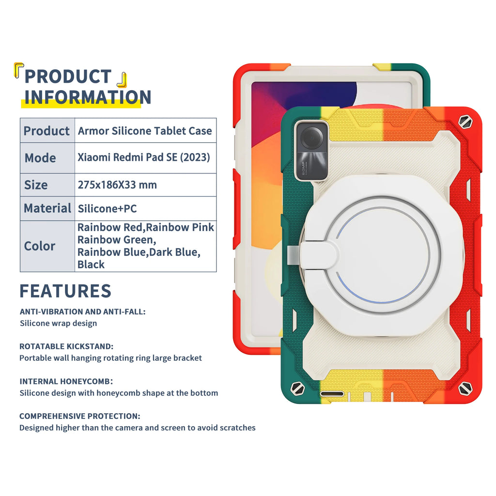 For Xiaomi Redmi Pad 2 11 2025 SE Mini 8.7 Pro 12.1 SE 11 10.61 Xiaomi MiPad 7 11.2 5 6 Pro 12.4 inch 360 Rotating Armor Case