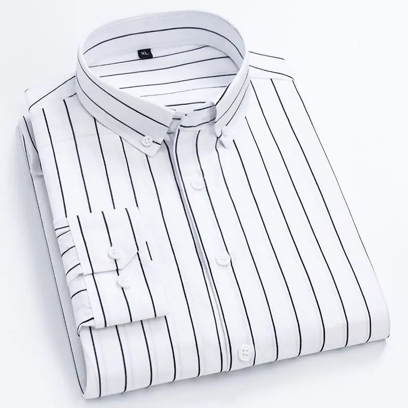 Shirts For Men Striped Blue Long Sleeve Man Shirt Business Cotton Cheap Things With Vintage Collar Sale Button Up Slim Fit