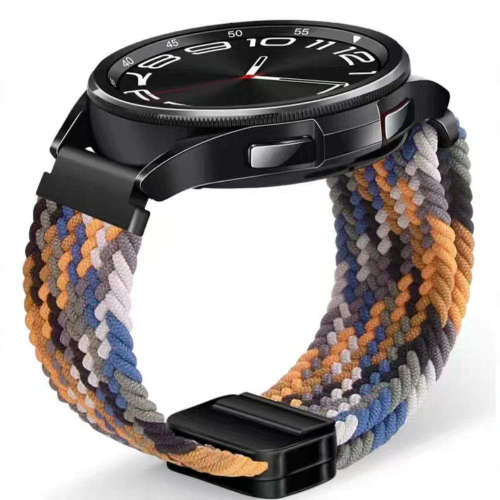 20mm 22mm Magnetic Bracelet for Samsung Galaxy Watch 7/6/Classic/5/4/3 Braided Nylon Strap for Huawei Watch 4/3/GT6 5 4 Pro Band