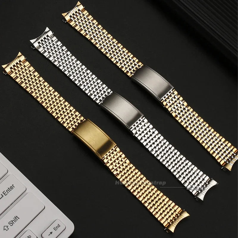 Curved End Stainless Steel Bracelet for Omega Replacement Wristband for Seamaster 18mm 19mm 20mm Men Women Watch Strap Accessory