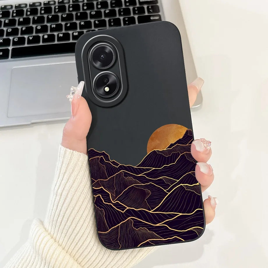 For Oppo A38 CPH2579 Phone Case New Fashion Soft Matte Silicone Rabbit Flower Goothic Style Capa For Oppo A18 CPH2591 Back Cover