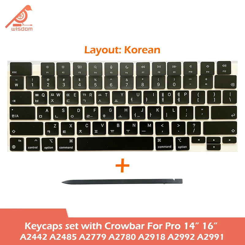 Laptop A2442 A2485 A2779 A2780 A2918 A2992 A2991 Keycaps Keys Key Cap Set for Macbook Pro M1 M2 M3 14" 16" Keyboard Repair
