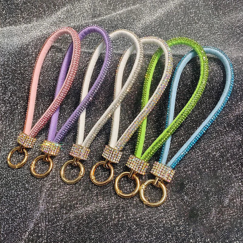 Mobile Phone Charm Lanyard Luxury Rhinestone Wrist Key Chain High-end Diamond-encrusted Bracelet Reinforced Cellphone Cord Strap