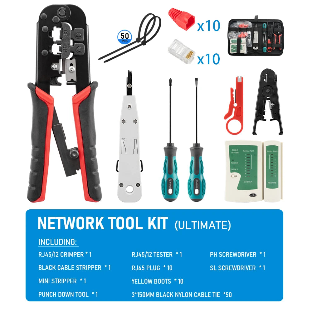 RJ45 Crimper RJ11 RJ45 Crimping Tool Ethernet Network LAN Cable Crimper Cutter Stripper Plier for 6P 8P RJ11 RJ12 RJ45 Connector