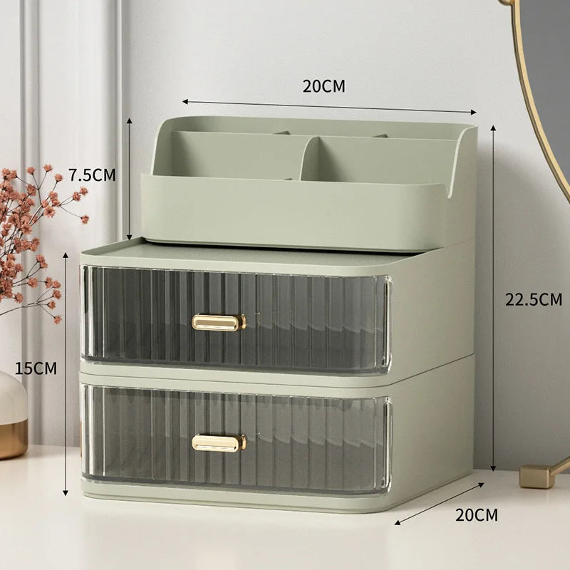 Luxury Makeup Organizer Cosmetic Storage Box Drawer Type Lipstick Skincare Makeup Brush Holder Desktop Make Up Container