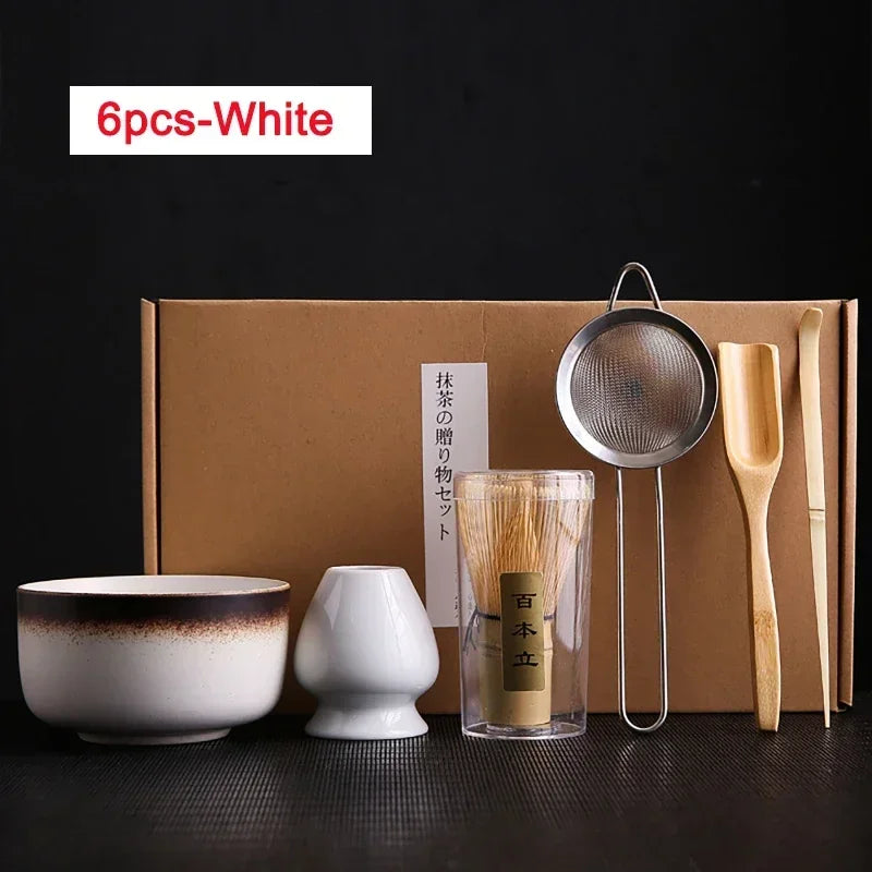 4pcs 6Pcs Handmade Home Easy Clean Matcha Tea Set Tool Stand Kit Bowl Whisk Scoop Gift Ceremony Traditional Japanese Accessories