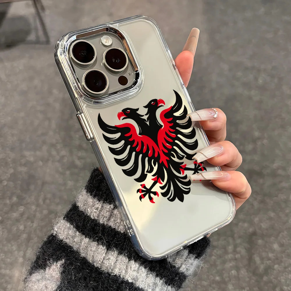 Albanian Eagle Phone Case For iPhone 17 16e 16 15 14 13 12 11 mini Pro Max X XR XSMAX 8 7 Air Plus Transparent Soft Cover