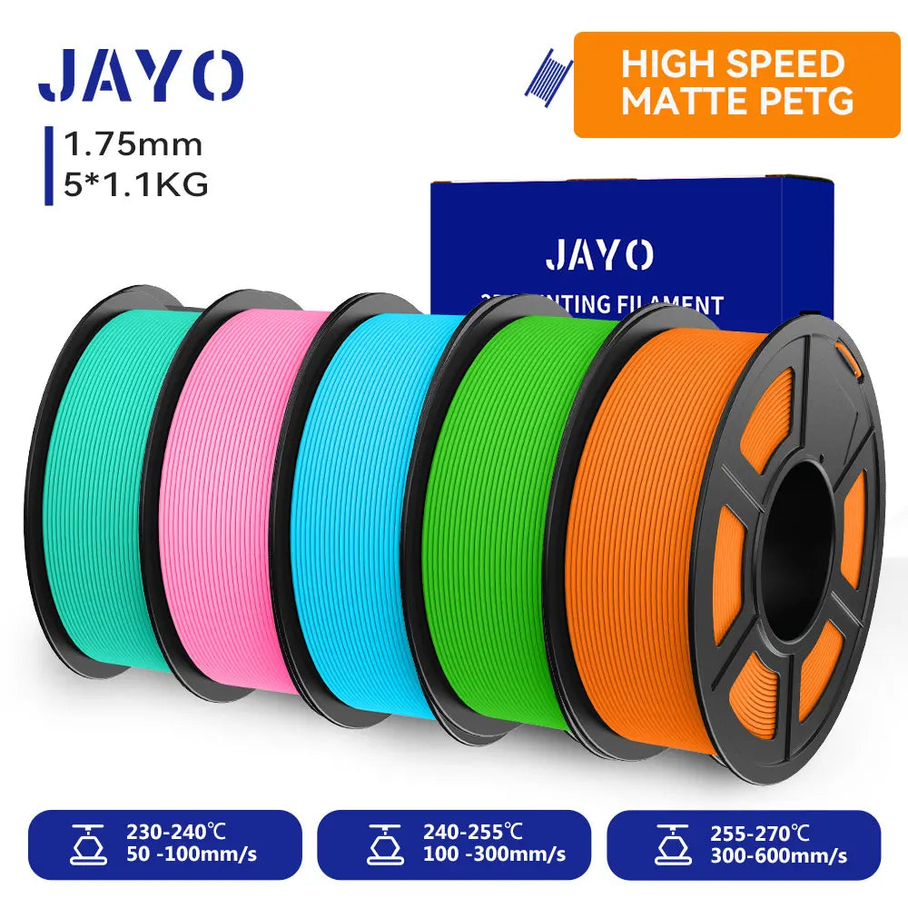 JAYO 5Rolls 3D High Speed Marble PLA/HS Matte PETG/HS PLA Filament 600mm/s High Speed 3D Printer Non-toxic Filament 1.1KG/roll