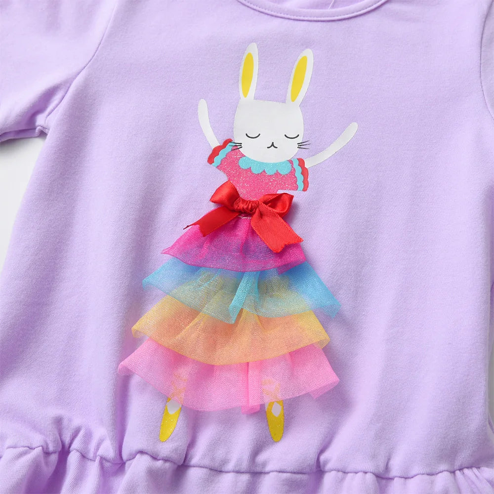 VIKITA Children Clothing Kids Rabbit Floral Print Long Sleeve Cotton Casual Tops Tees and Pants 2 Pcs Suit Kids Clothes Sets