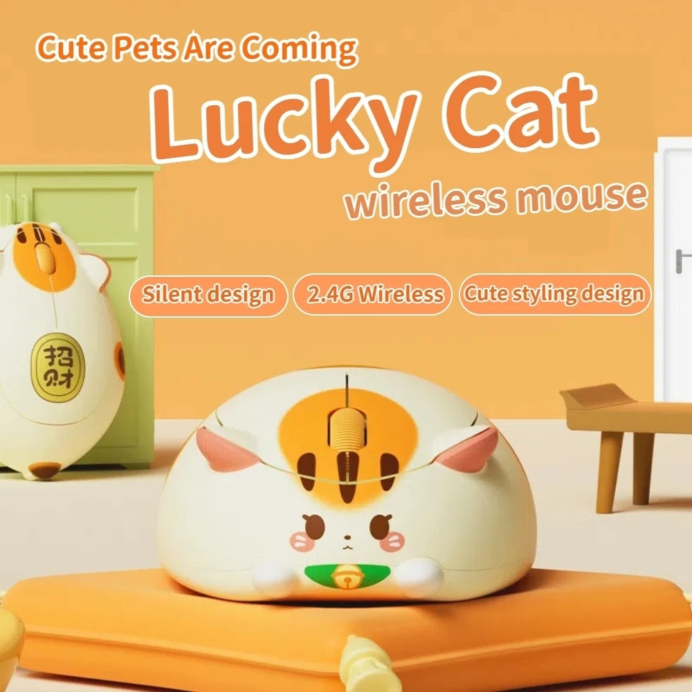 Cute Pet Kitten Design Cartoon Animal Mouse 2.4G Wireless Mute Ergonomic Optical Cat Mice Desktop Laptop Universal For Girl Gift
