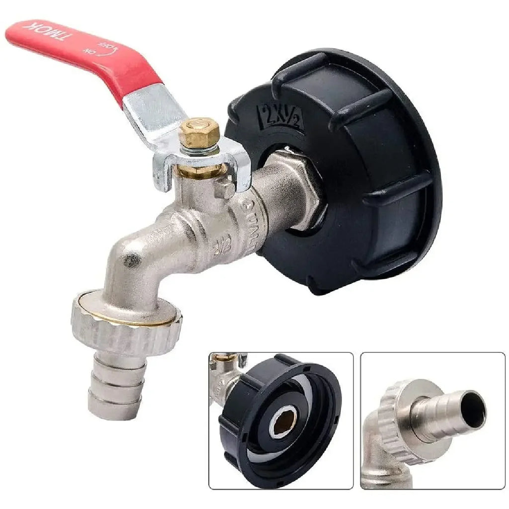 IBC Tank Tap Adapter Filter S60 Thread To 15-16mm Garden Hose Connector Faucet Alloy Ball Valve 1000 Liter Rain Barrel Fitting