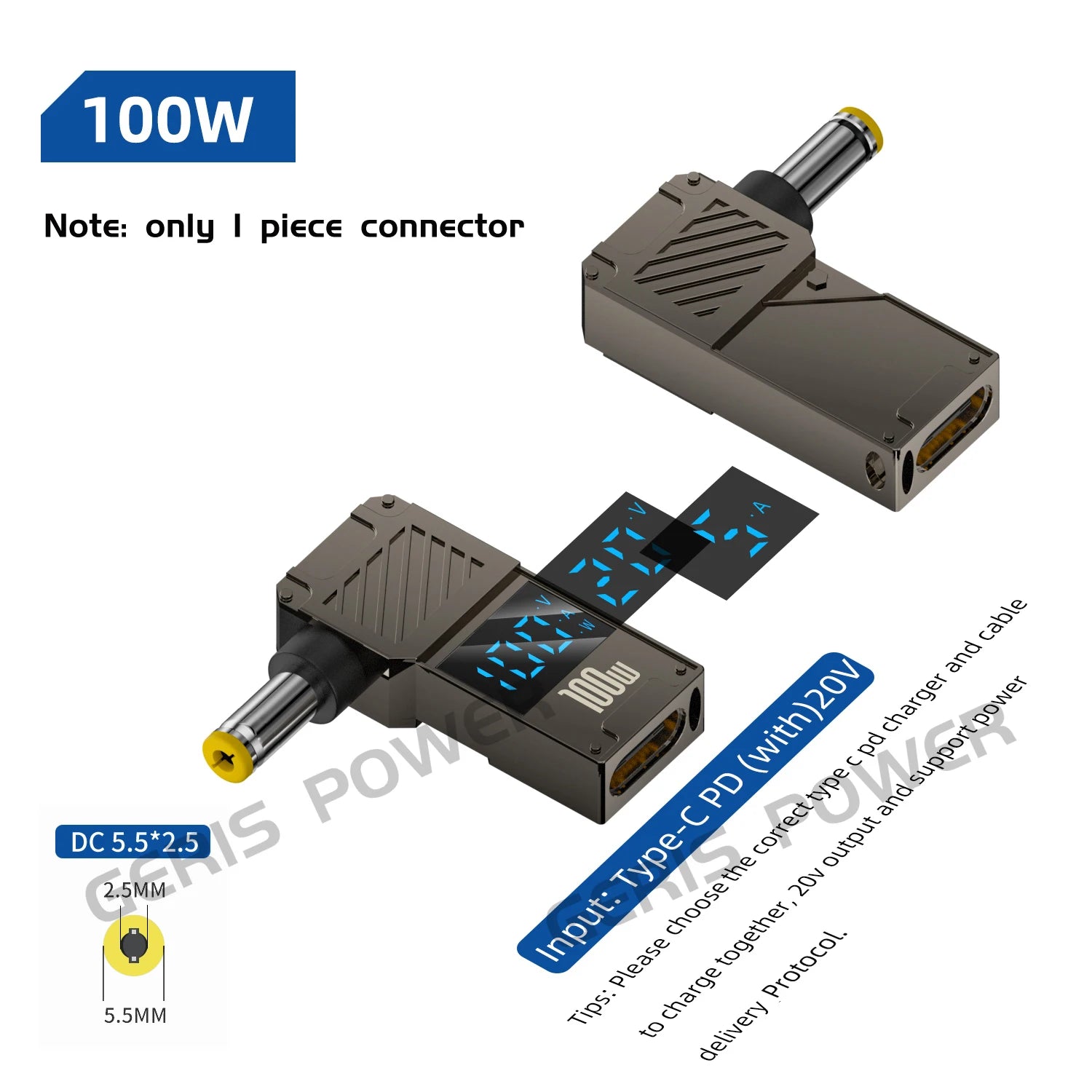 100W USB Type C Fast Charging Adapter Plug Connector Universal USB C to DC Laptop Charger Converter for Lenovo Dell Asus Hp Acer