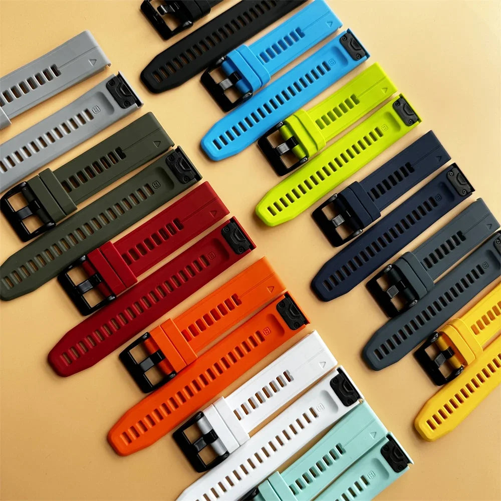 22mm 26mm Width Silicone Strap For Garmin For Garmin Forerunner 970 965 955 QuickFit Watch Band Fenix 8 7 7X Pro 6 6X 5 5X Plus