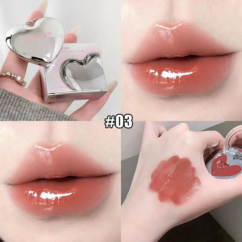 Heart-shaped Mirror Water Light Lipstick Guava Pink Lasting Shiny Moisturizing Lip Gloss Natural Skin-Brightening Lip Makeup
