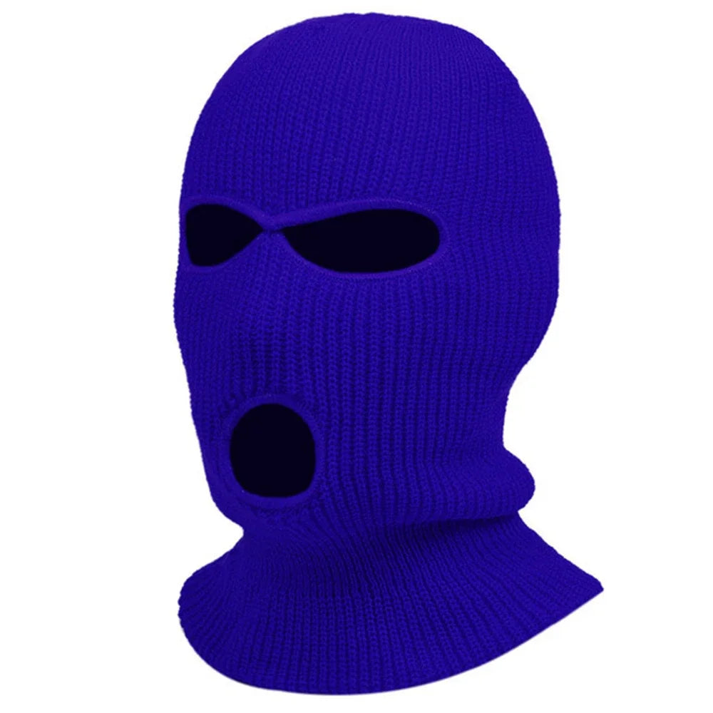 3Holes Winter Warm Unisex Balaclava Mask Hat Embroidery Full Face Mask Knitted Cycling Ski Snowboard Hat Cap Hip Hop Beanie Gift