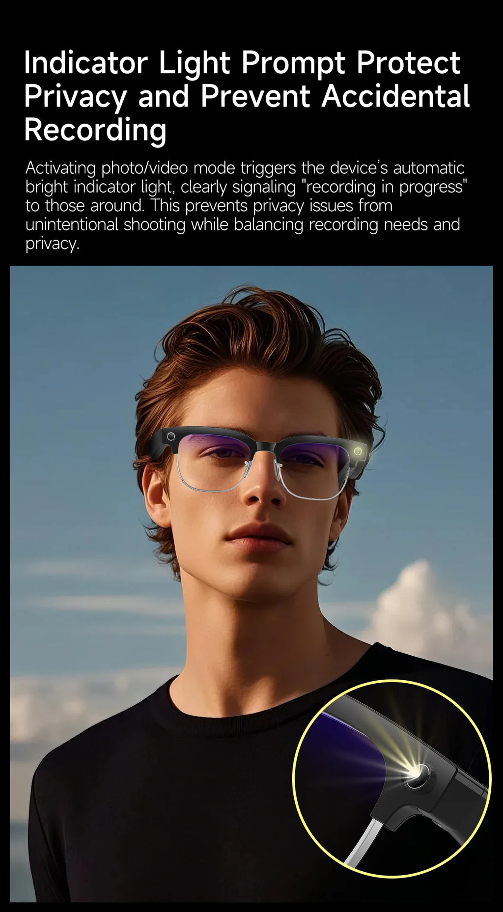 New Upgrade 800W Pixel Smart Glasses With Camera Video Recording AI Photo Recognition Call Language Translation Voice Sunglasses