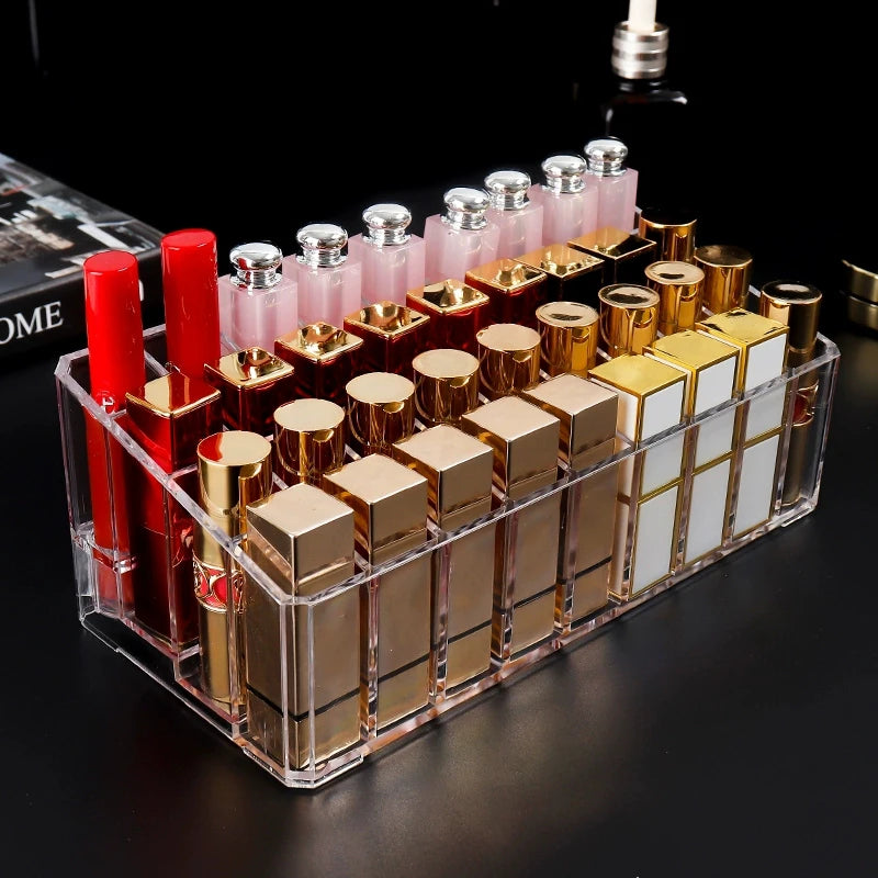 36-Grid Lipstick Display Stand, Desktop Cosmetic Storage Case, Multi-Purpose Holder for Cosmetics & Perfumes