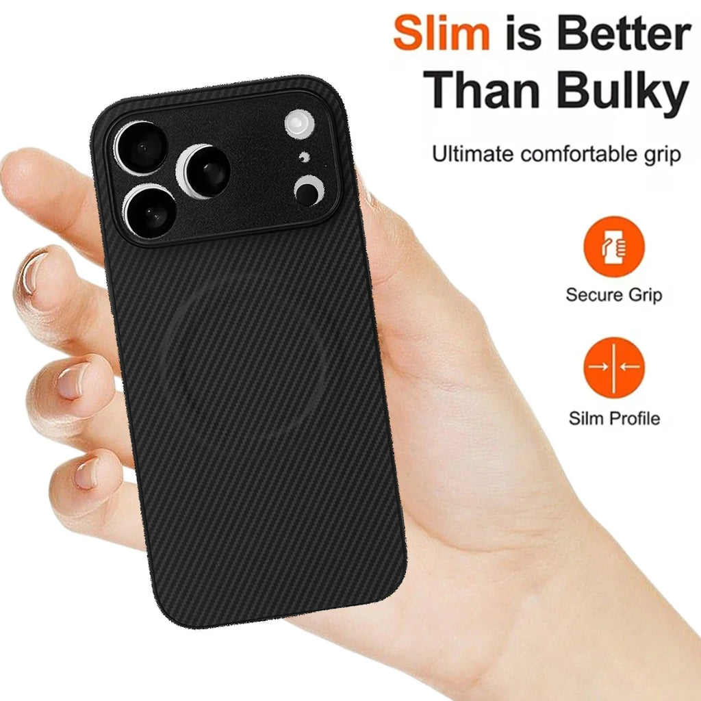 Magnetic Carbon Fiber Phone Case For iPhone 17 Pro Max 17Pro 17Air Cases For Magsafe Wireless Charge Protective Shell Back Cover