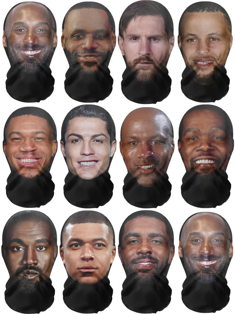 New 3D Printed  Kanye Mask Elastic Mesh Full Face Mask for Unisex Cosplay Headwear Party Simulation Balaclava Hat Headgear Props