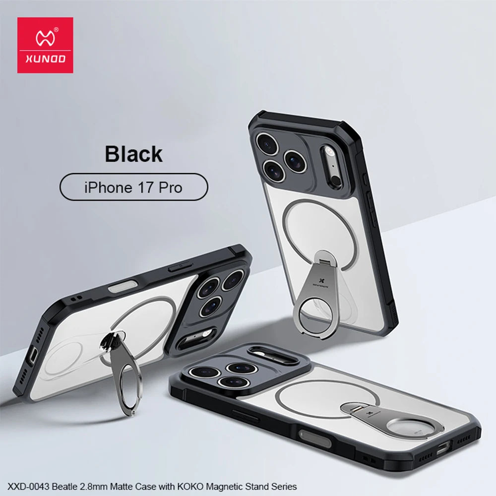 Xundd For iPhone 17 Pro Max 17 Air 17 Pro Magnetic Case with 360° Invisible Stand,PC+TPU Anti-fingerprint Anti-drop Phone Cover