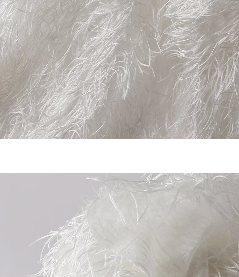 Feather Fringe Jacquard Fabric for Fashion Designers Handmade Diy Accessories By The Yard