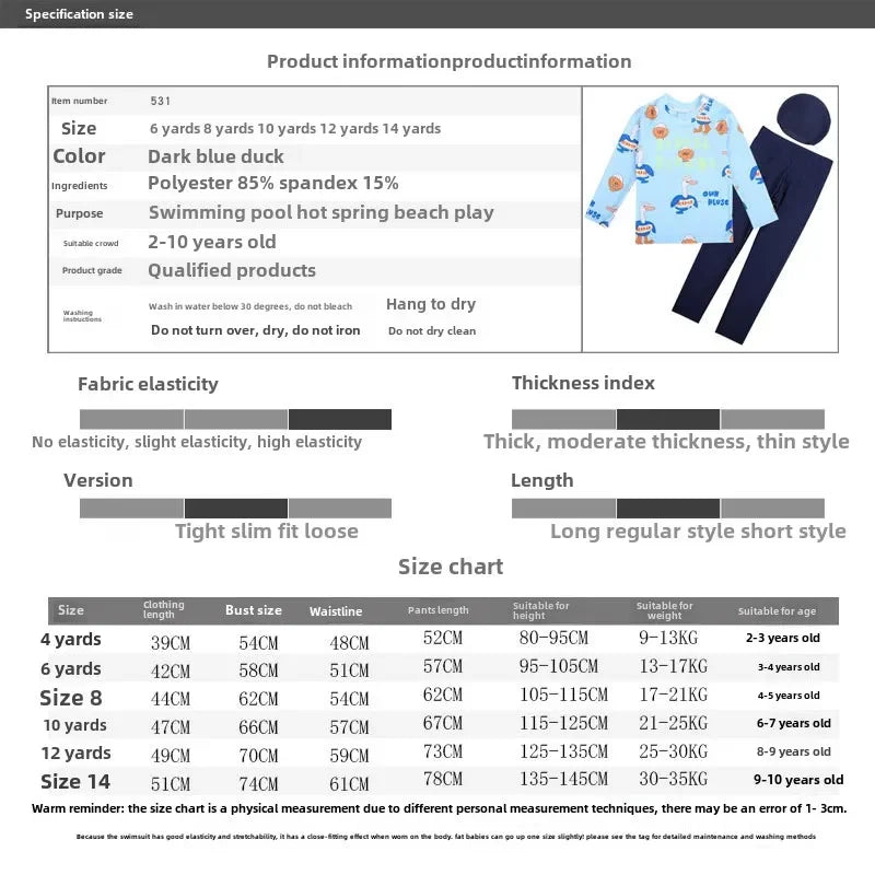 Children's Swimsuit for Boys 2025 New Style Baby Long Sleeved Long Pants Three Piece Set Sunscreen for Boys Aged 3-12 Swimsuit