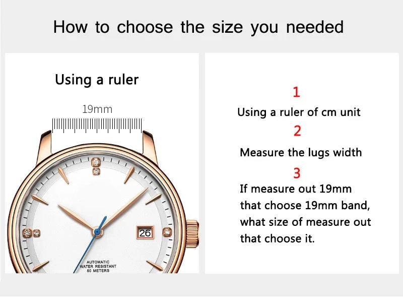 New Women's Business Commuter Strap 18mm 20mm 22mm 24mm with Automatic Butterfly Buckle Watchband