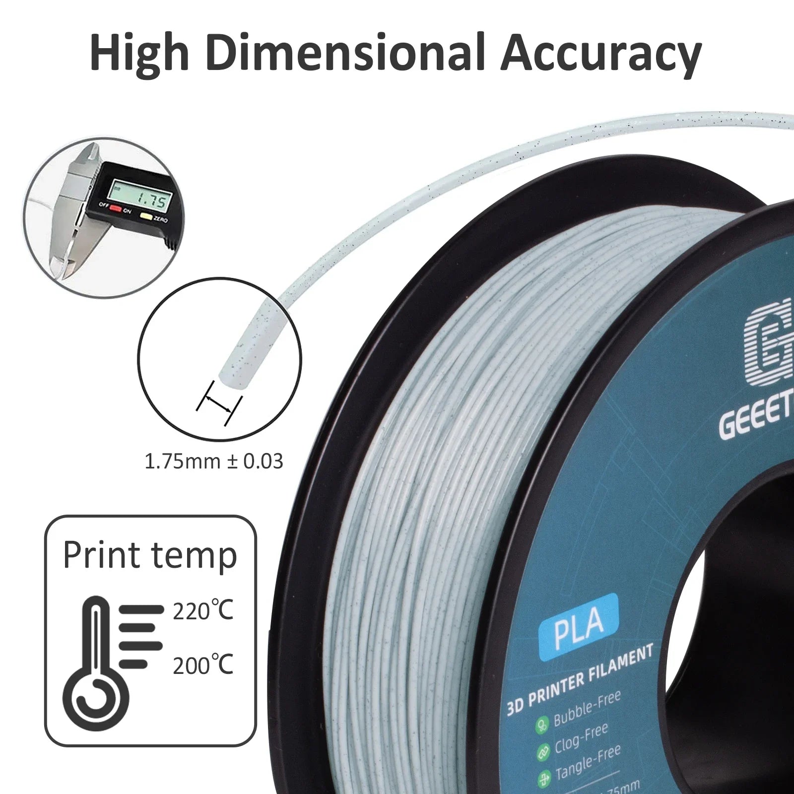 Geeetech 5Kg Like Marble PLA 3D Printer Filament Plastic 1.75mm,Tangle-Free, 3d printing wire materialsvacuum packaging